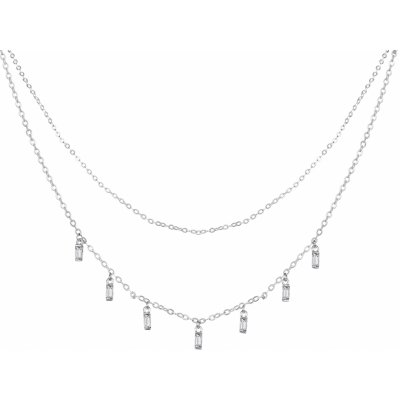 Agato Dvojitý stříbrný náhrdelník se zirkony AGT-N007W – Zboží Dáma