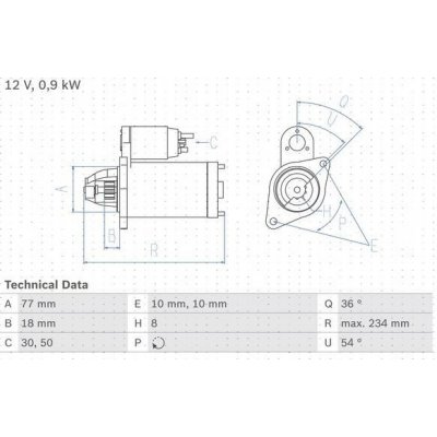 BOSCH 0 986 012 301 Startér (0986012301)