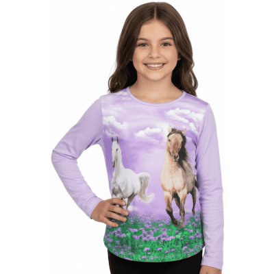 divčí tričko s koněm ZIMA26 Fialková – Sleviste.cz