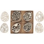 Vajíčka vyřezávaná dřevěná 4 x 5,5 x 0,2 cm, 16 ks v krabičce – Hledejceny.cz