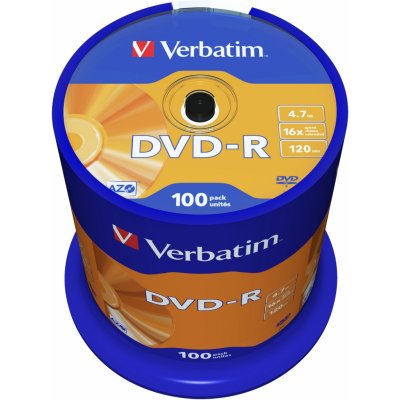 Verbatim DVD-R 4,7GB 16x, Advanced AZO+, spindle, 100ks (43549) – Hledejceny.cz