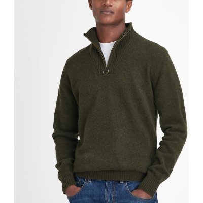 Barbour vlněný svetr se zapínáním na zip Essential Lambswool Half Zip Knitted Jumper Seaweed – Zboží Mobilmania