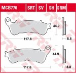 Přední brzdové destičky TRW / Lucas Honda SH 125 i 2009 - 2012 směs SRM – Hledejceny.cz
