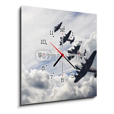 Obraz s hodinami 1D - 50 x 50 cm - World War Two British vintage flight formation Druhá světová válka britská letová formace – Hledejceny.cz