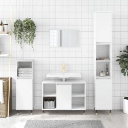 Nábytek XL 3dílný set koupelnového nábytku lesklý bílý kompozitní dřevo