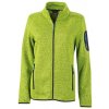 Dámská sportovní bunda James Nicholson Knitted Fleece zelená kiwi melír