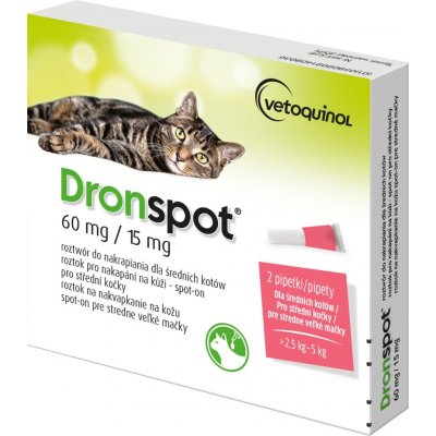 Dronspot 60 mg/15 mg spot-on pro střední kočky 2 x 0,7 ml – Zboží Mobilmania