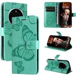 Big Butterfly knížkové pouzdro na Honor Magic 7 Pro 5G - modrozelené – Sleviste.cz