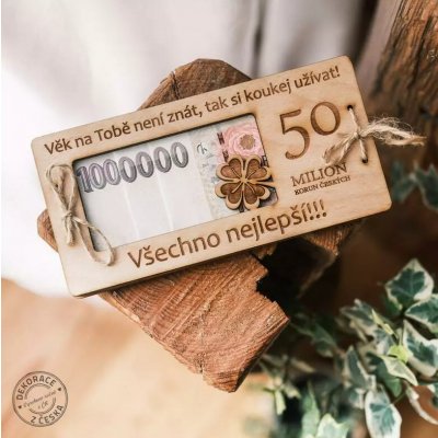 Dřevěné přání MILION - 50 let – Zboží Dáma