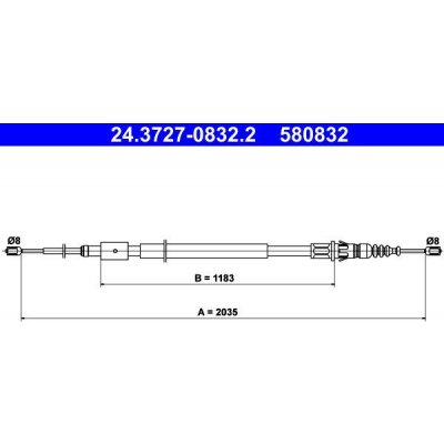 Lanko ruční brzdy ATE 24.3727-0832 (AT 580832) | Zboží Auto