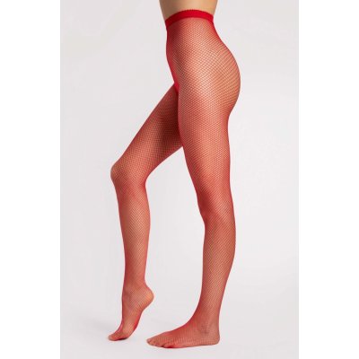 Fiore Vzorované silonky Greta kabaretky Červená – Zboží Dáma