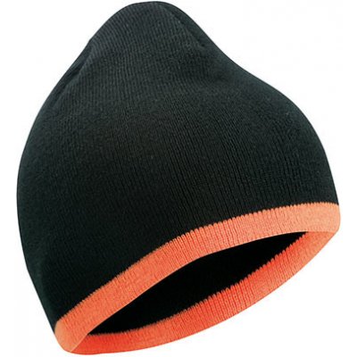 Beanie WITH CONTRASTING BORDER MB7584 černá/oranžová – Hledejceny.cz