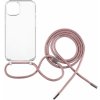 Pouzdro a kryt na mobilní telefon Apple FIXED Pure Neck s růžovou šňůrkou na krk Apple iPhone 13 FIXPUN-723-PI