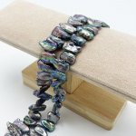 NUBIO Přírodní říční perly, biwa, černé, 10x20 mm – Zboží Mobilmania