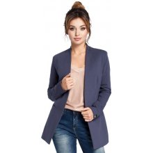 B030 Collarless open front knit blazer blue