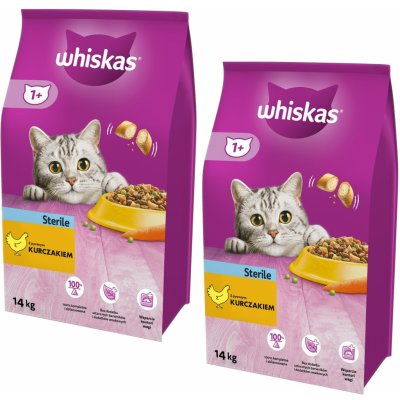 Whiskas Sterile Suché Krmivo pro dospělé kočky s kuřecím masem 2 x 1,4 kg – Hledejceny.cz