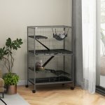 PawHut Multifunkční klec pro hlodavce šedá stříbrná černá 80 x 52 x 128 cm – Hledejceny.cz