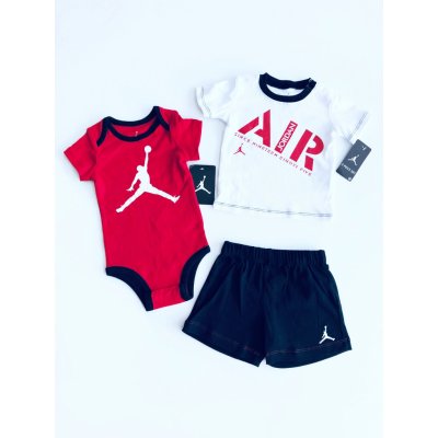 Air Jordan stylové chlapecké sportovní body triko s motivem a kraťasy set 3 ks Chlapecké Vícebarevná Dítě