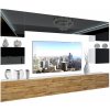 Obývací stěna Belini Premium Full Version černý lesk dub wotan LED osvětlení Nexum 51