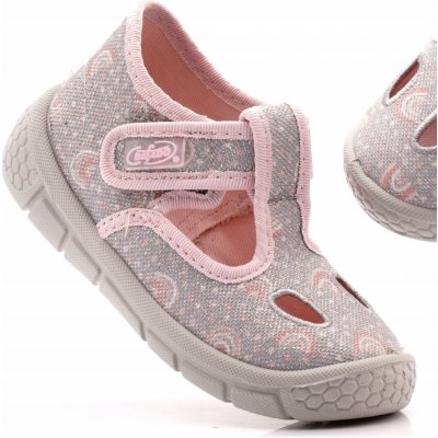 Befado 630P013 dívčí bačkorky stříbrné duha – Zboží Mobilmania