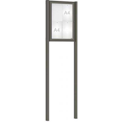 PROCITY Venkovní vitrína Classique, 4 x A4, včetně sloupků, šedá PRO – Zboží Živě
