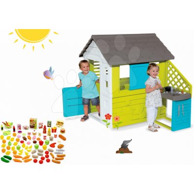 Smoby set domeček Pretty Blue a Écoiffier sada potravin 810703-14 – Zboží Dáma