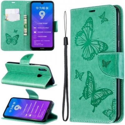 Pouzdro Butterfly PU kožené peněženkové Huawei Y7 (2019) - zelené