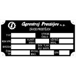 Výrobní štítek vleky Agrostroj z. Prostějov neuvedeno | Zboží Auto