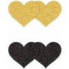 Erotický šperk NS Novelties Pretty Pasties Glitter Hearts Black Gold 2 Pairs