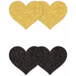 NS Novelties Pretty Pasties Glitter Hearts Black Gold 2 Pairs – Zboží Dáma