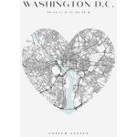 Plakát Mapa města Washington srdce 40X50 cm