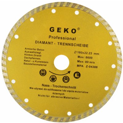 GEKO Diamantový kotouč TURBO 180x8x22,2mm G00262 – Zboží Mobilmania