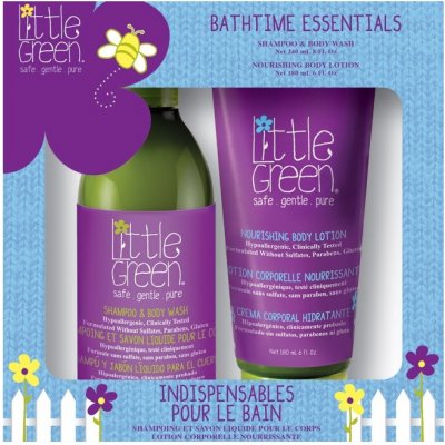 Little Green Kids Bathtime Essentials šampon a sprchový gel 240 ml + výživné tělové mléko 180 ml dárková sada