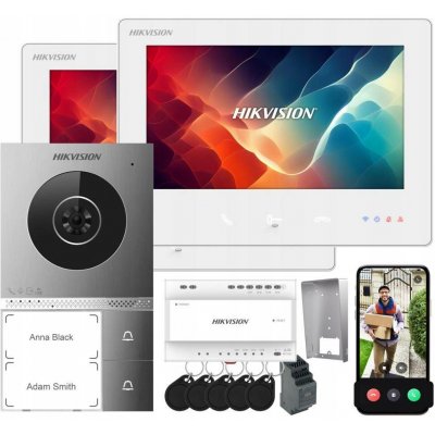 Videotelefon Hikvision se 2 dotykovými Wi-Fi monitory a čtečkou karet – Zboží Mobilmania