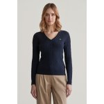 Gant STRETCH COTTON CABLE V-NECK modrá – Sleviste.cz