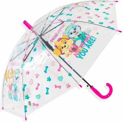 Eplusm Tlapková Patrola deštník dětský automatický transparentní růžový – Zboží Mobilmania