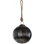 Clayre & Eef Černo stříbrná vánoční koule s žebrováním a patinou Ø 11*11 cm – Hledejceny.cz