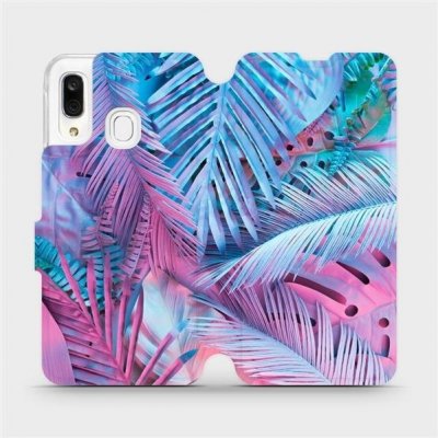 Pouzdro Mobiwear parádní flip Samsung Galaxy A40 - MG10S Fialové a modré listy