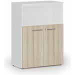 Primo Kombinovaná kancelářská skříň WHITE, 1087 x 800 x 420 mm, bílá/dub přírodní – Zboží Dáma