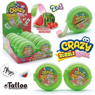 Crazy Bubble Roll Žvýkačka jahoda,meloun s tetováním 30g – Hledejceny.cz