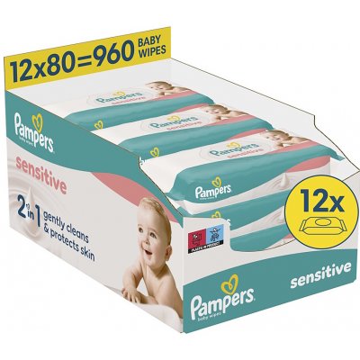Pampers Sensitive Baby dětské čisticí ubrousky 12 x 80 ks – Hledejceny.cz
