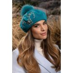 Krumlovanka Azurový baret s bambulí Woolmark W-0826/733 – Hledejceny.cz