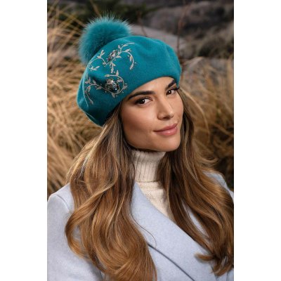 Krumlovanka Azurový baret s bambulí Woolmark W-0826/733 – Hledejceny.cz