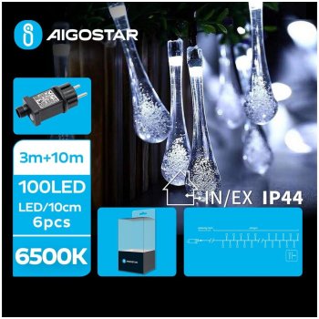 Aigostar LED Venkovní dekorační řetěz 100xLED 8 funkcí 13m IP44 studená bílá | AI0474
