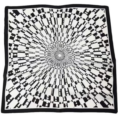 hedvábný šátek černo-bilý kruh v dárkovém balení