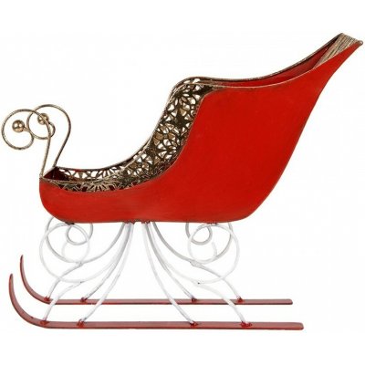 Clayre & Eef Červeno-zlaté kovové sáně Christmas Sleigh - 37*16*31 cm – Hledejceny.cz