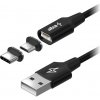 AlzaPower APW-CBMG30020B MagCore 2in1 USB-A to Micro USB/USB-C, 60W, 2m, černý