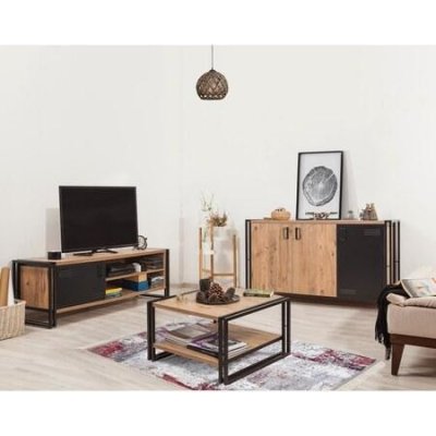 Hanah Home Living Room Furniture Set COSMO-TKM.14 Atlantic Pine Black