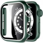 AW Lesklé prémiové ochranné pouzdro s tvrzeným sklem pro Apple Watch Rozteč: 42mm (Apple Watch 1,2,3) Zelené tělo / stříbrný obrys IR-AWCASE044 – Zboží Živě