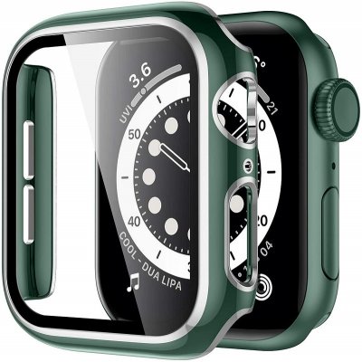 AW Lesklé prémiové ochranné pouzdro s tvrzeným sklem pro Apple Watch Rozteč: 42mm (Apple Watch 1,2,3) Zelené tělo / stříbrný obrys IR-AWCASE044 – Zboží Živě